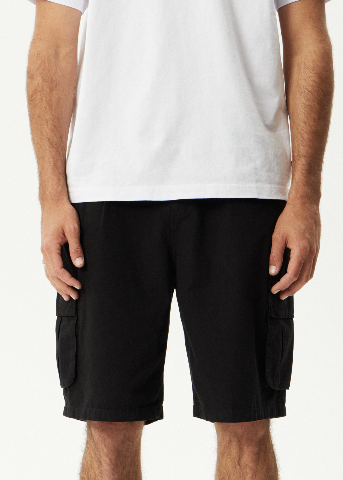 AFENDS Mens Summit - Pleated Cargo Short 22" - Washed Black