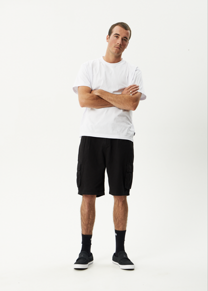 AFENDS Mens Summit - Pleated Cargo Short 22" - Washed Black