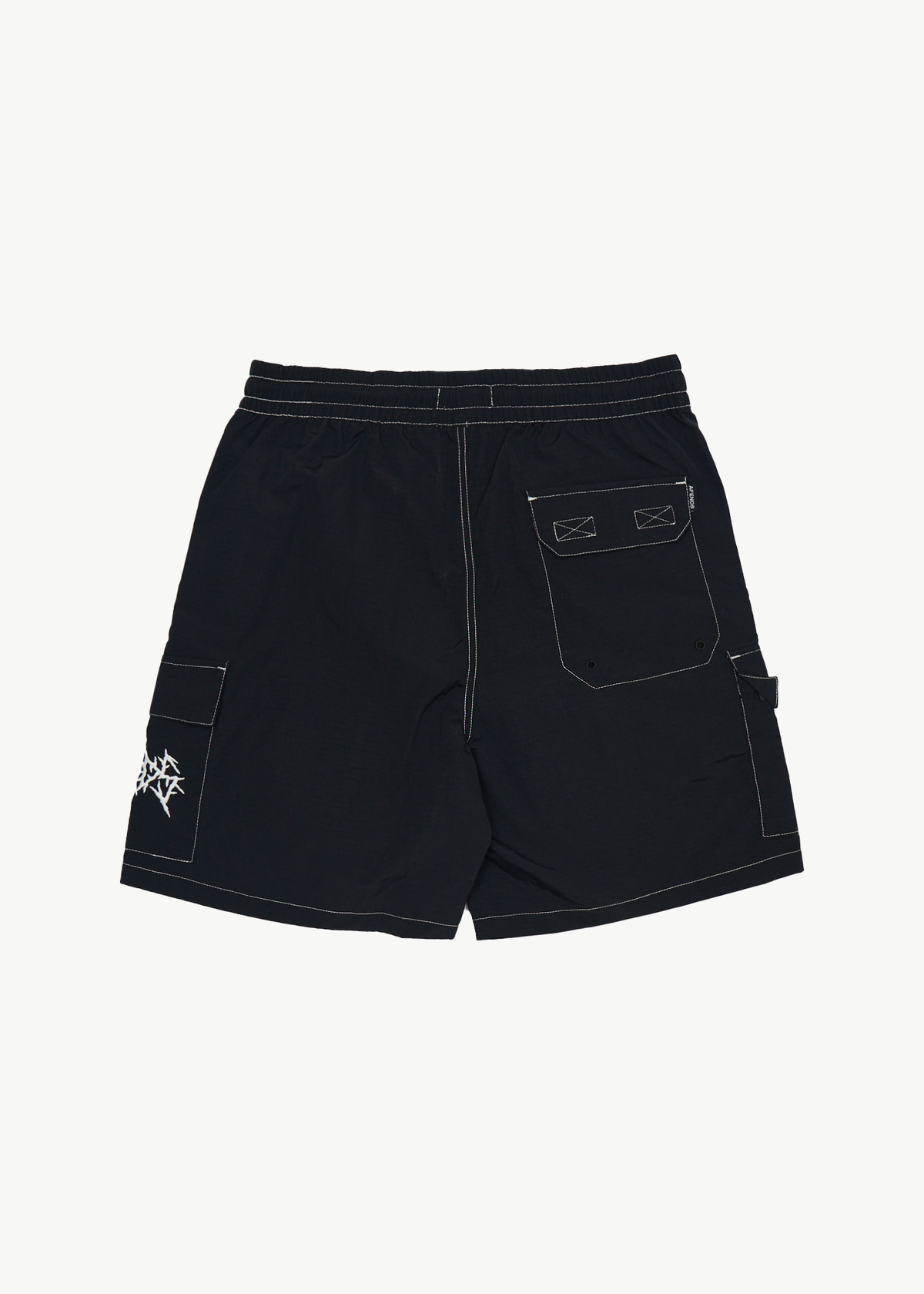 AFENDS Mens Heavy Petal - Cargo Baywatch Swim Short 18" - Black