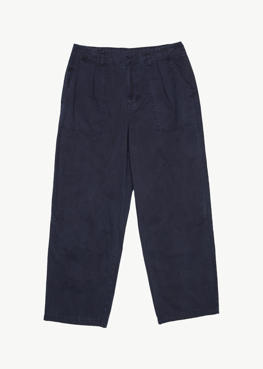 AFENDS Mens Overdie Glider - Overdyed Pleated Pant - Deep Sea