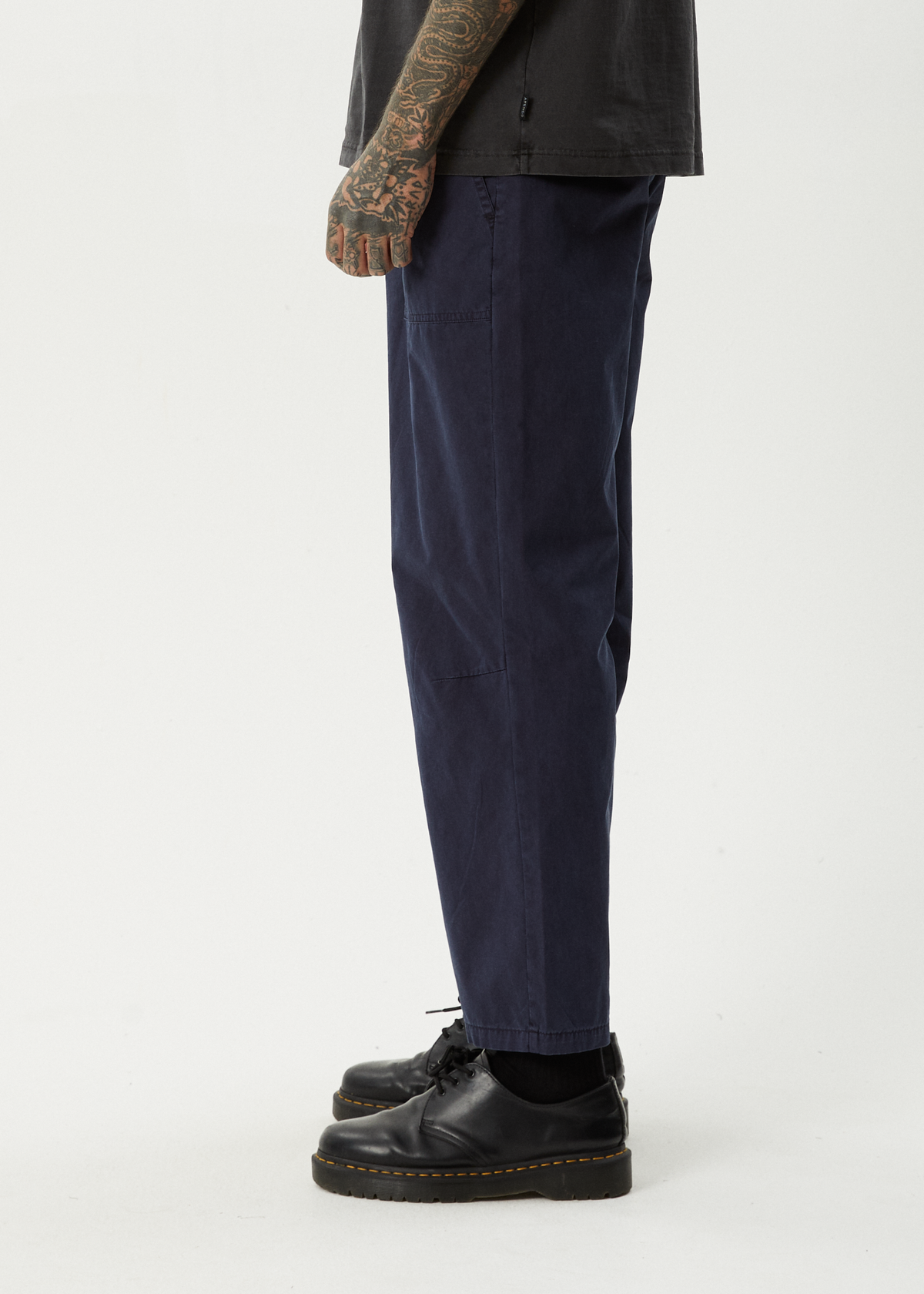 AFENDS Mens Overdie Glider - Overdyed Pleated Pant - Deep Sea