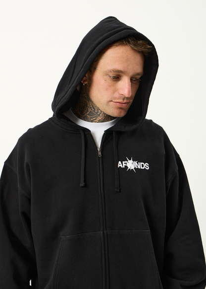 AFENDS Mens Spiked - Zip Hood - Black