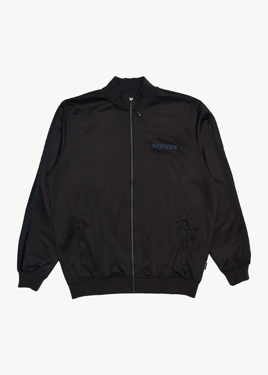 AFENDS Mens Spinal - Track Zip Up Jacket - Black