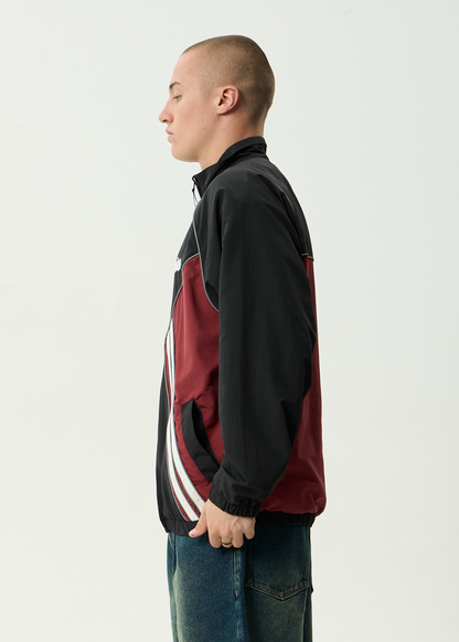 AFENDS Mens Sporting - Sports Spray Jacket - Burgundy