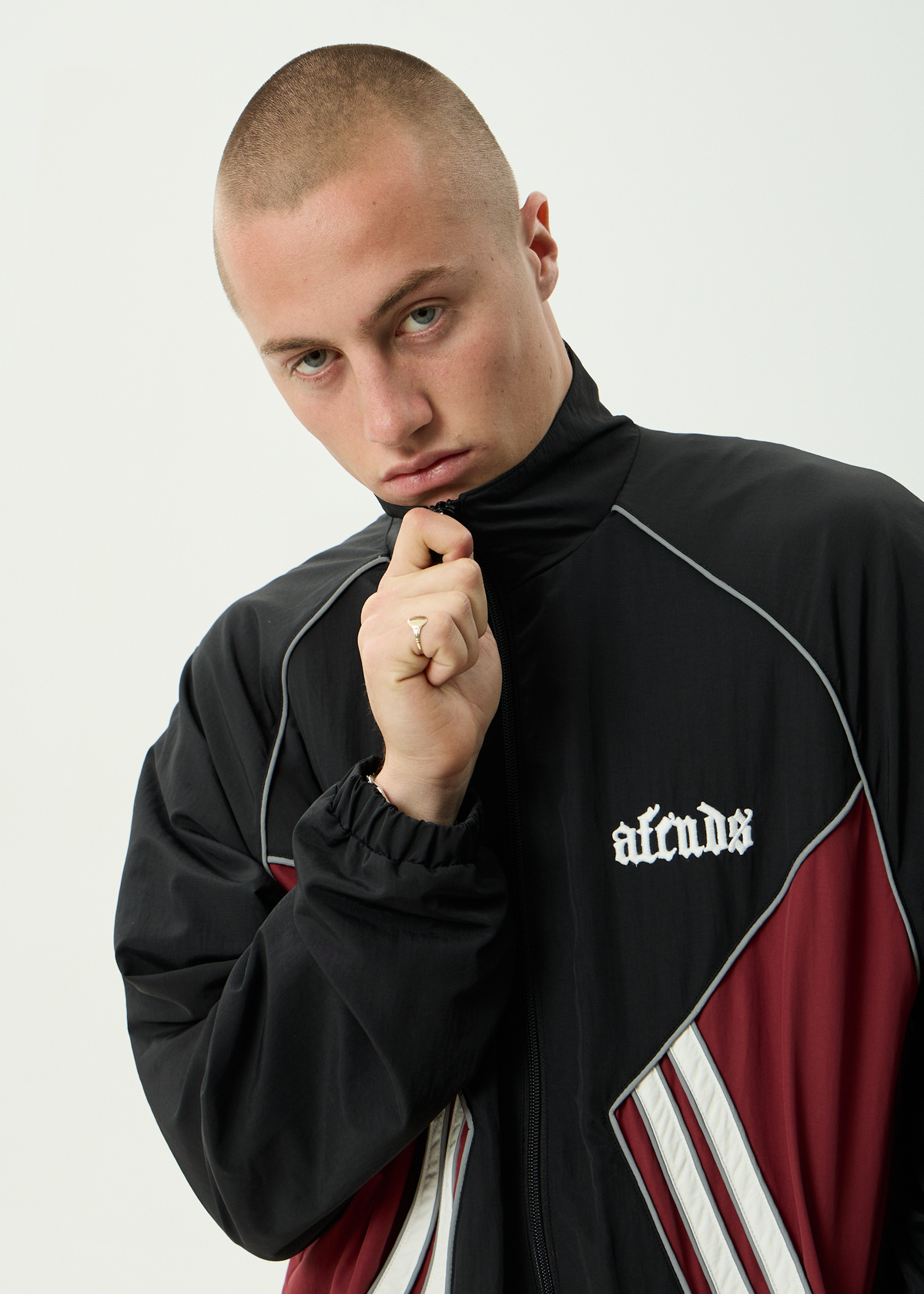 AFENDS Mens Sporting - Sports Spray Jacket - Burgundy