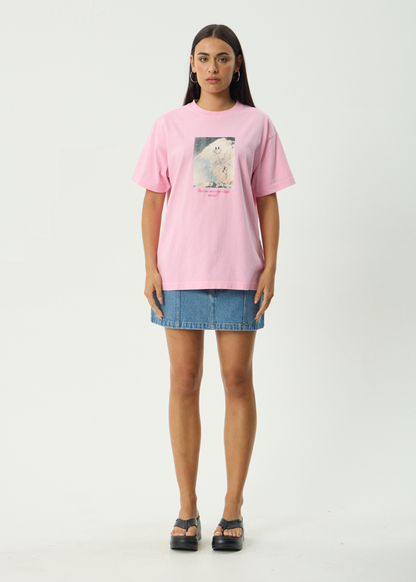 AFENDS Mens Too High - Heavyweight Boxy Tee - Vintage Pink
