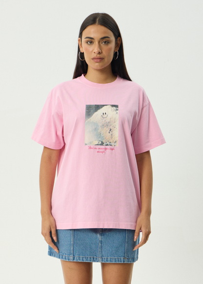 AFENDS Mens Too High - Heavyweight Boxy Tee - Vintage Pink
