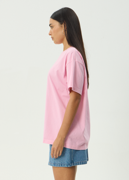 AFENDS Mens Too High - Heavyweight Boxy Tee - Vintage Pink