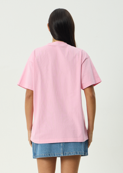 AFENDS Mens Too High - Heavyweight Boxy Tee - Vintage Pink