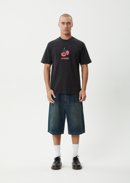 AFENDS Mens Abiza - Retro Tee - Stone Black