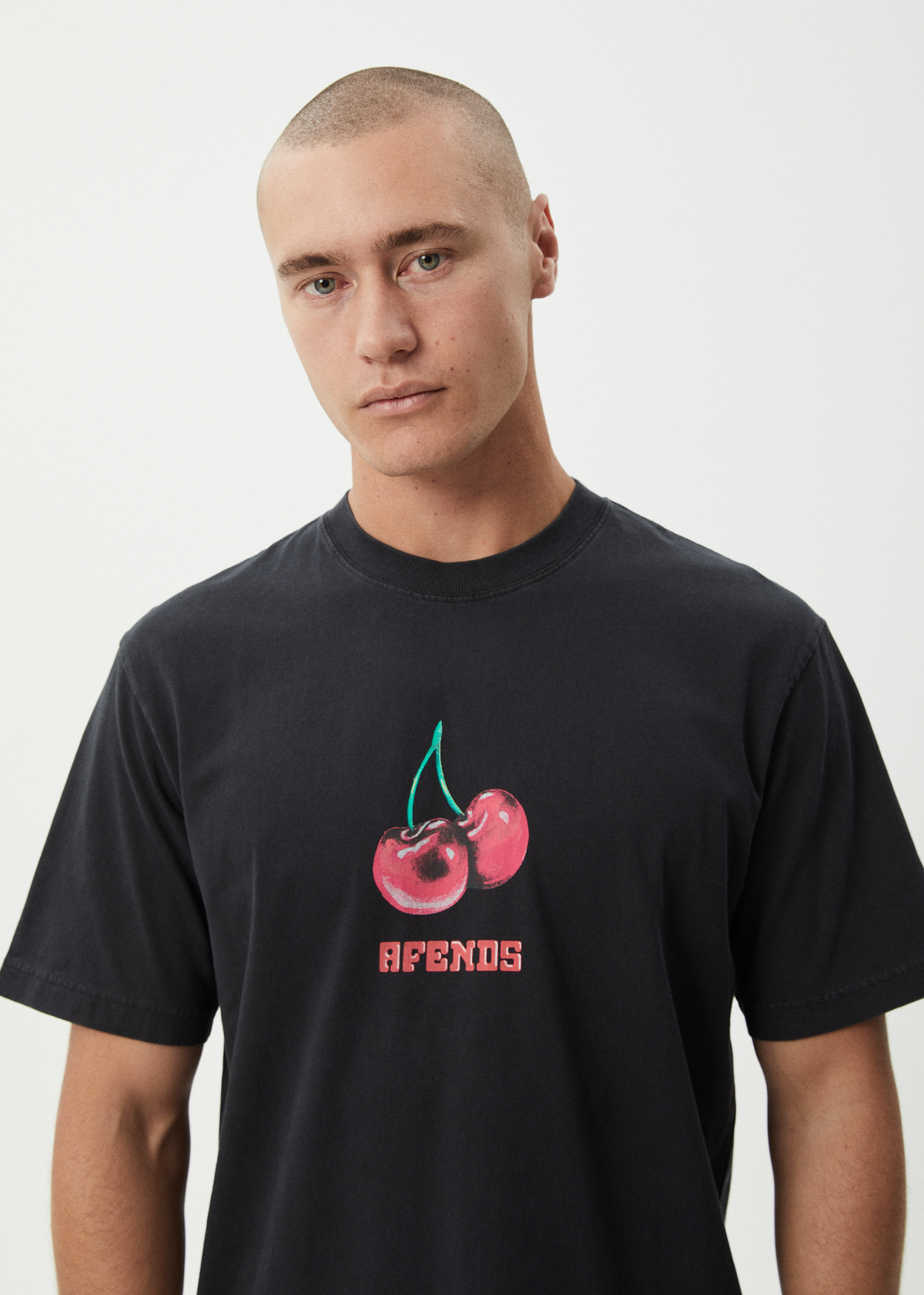 AFENDS Mens Abiza - Retro Tee - Stone Black