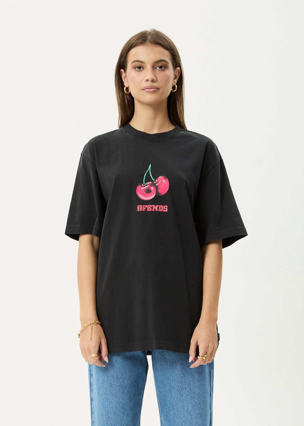 AFENDS Mens Abiza - Retro Tee - Stone Black