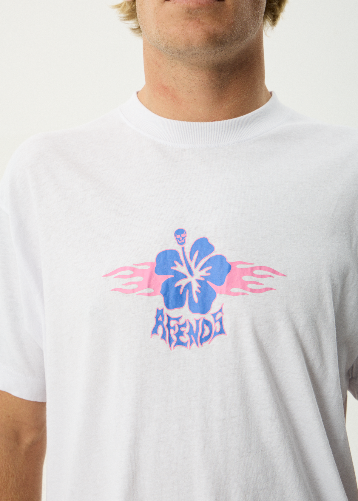 AFENDS Mens Wiped Out - Boxy Tee - White