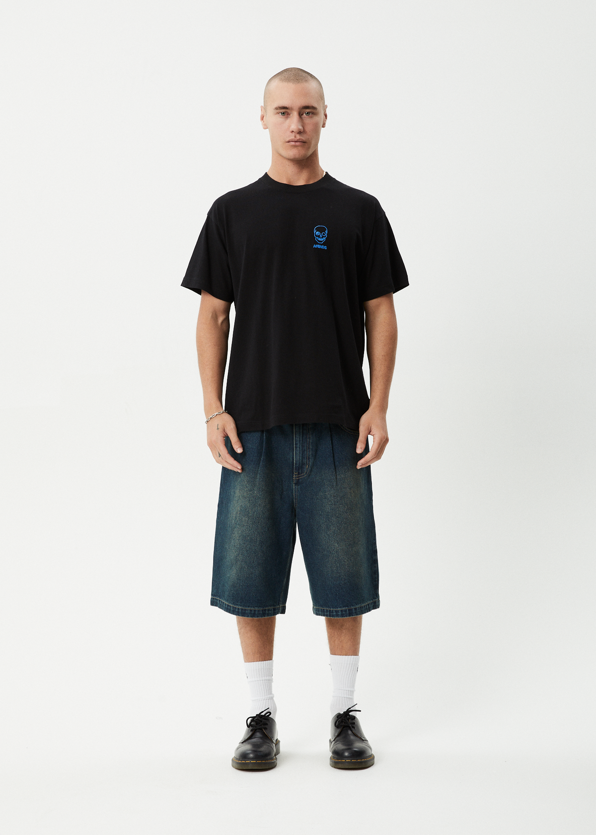 AFENDS Mens Skeletor - Boxy Tee - Black