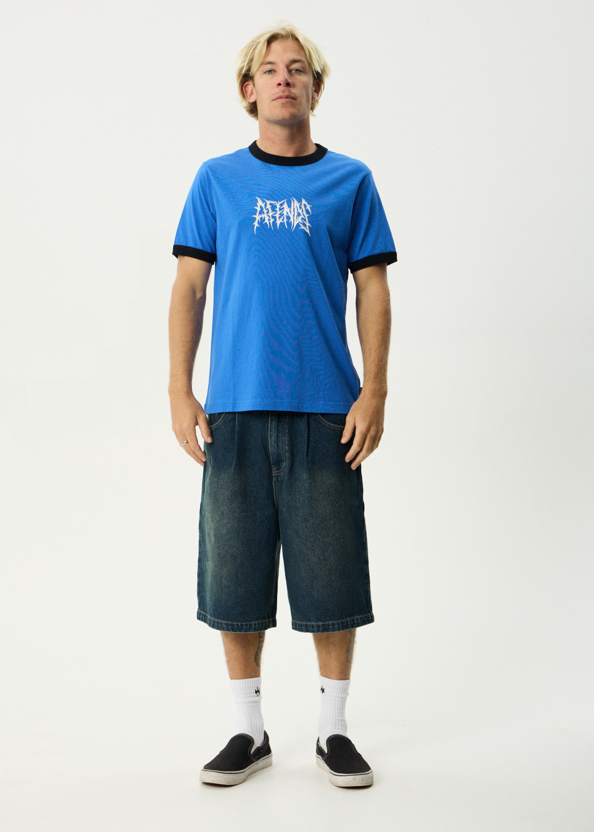 AFENDS Mens Rising - Ringer Tee - Marina