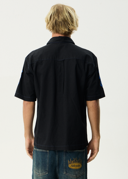 AFENDS Mens Utility - Short Sleeve Shirt - Black