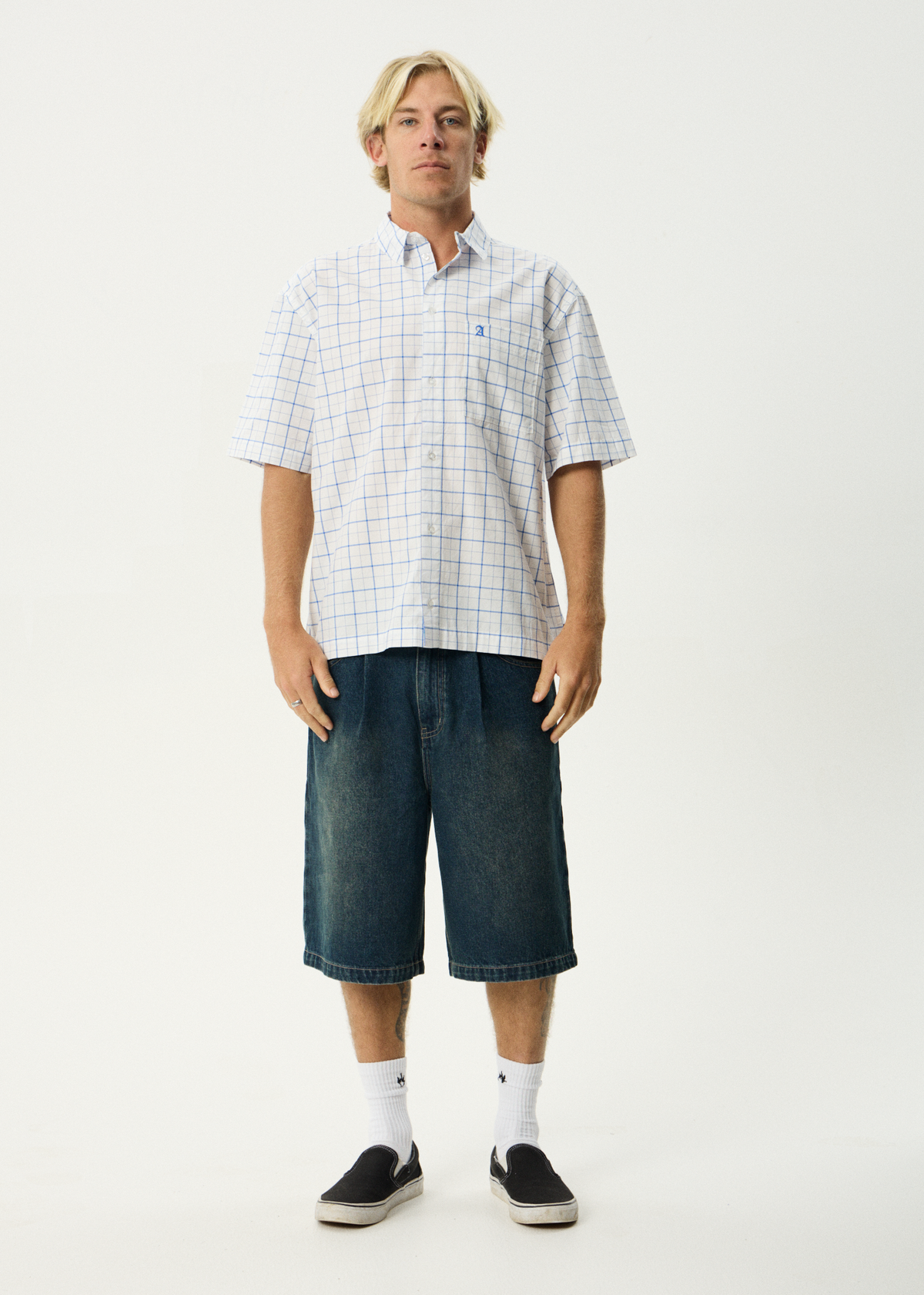 AFENDS Mens In-Hale - Short Sleeve Shirt - White