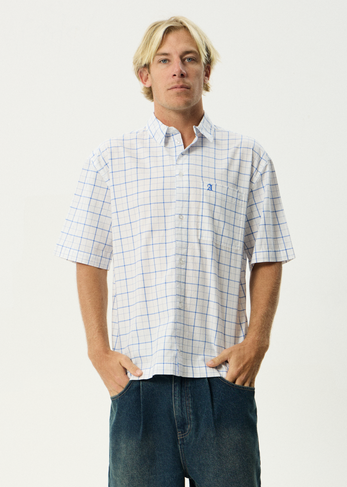 AFENDS Mens In-Hale - Short Sleeve Shirt - White