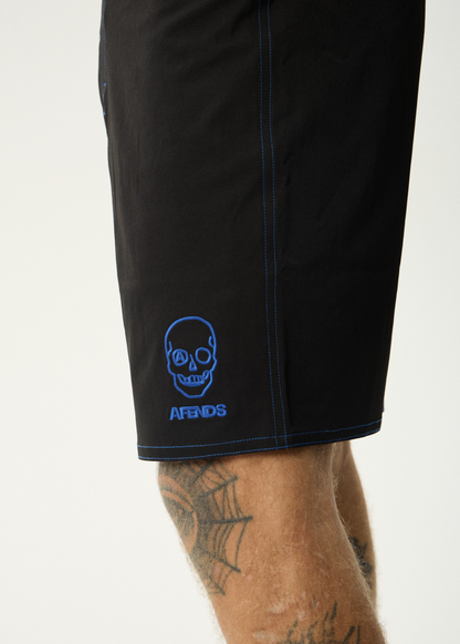 AFENDS Mens Skeletor - Surf Related V2 Boardshort 19" - Black