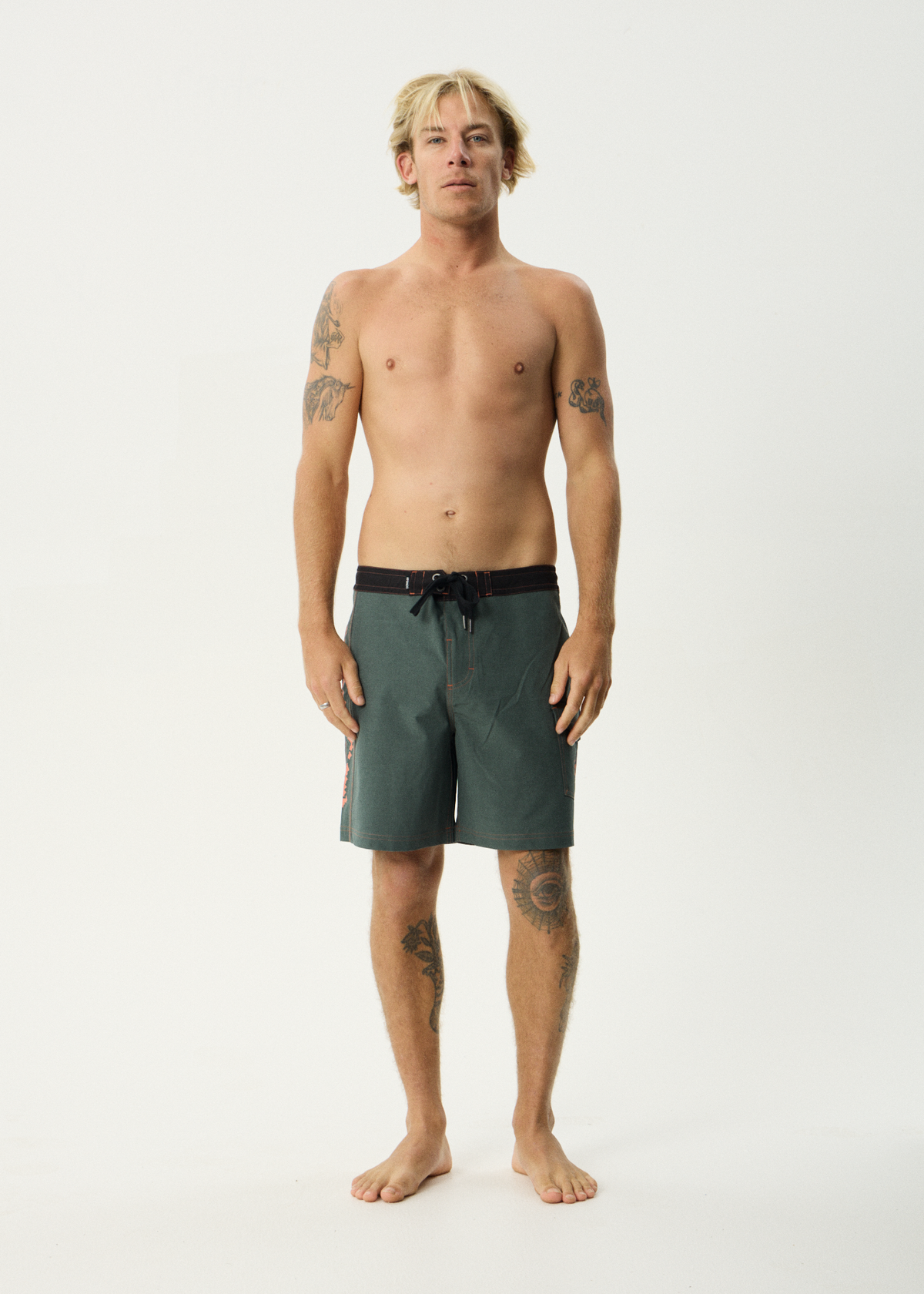 AFENDS Mens Petal - Surf Related V2 Boardshort 18" - Pine