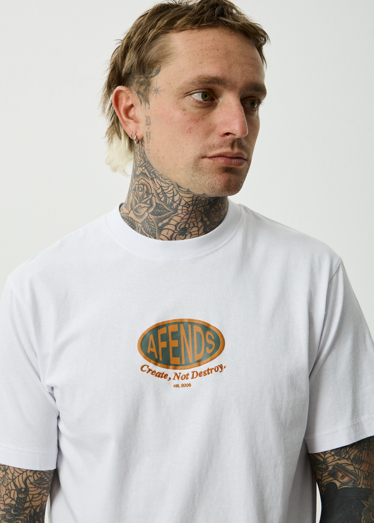 AFENDS Mens Destroyed - Retro Tee - White