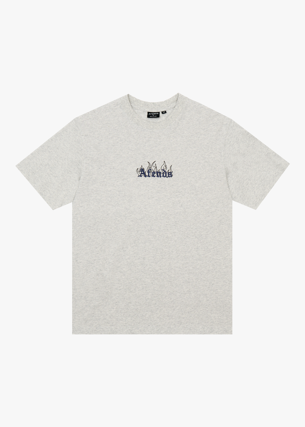 AFENDS Mens Temporal - Heavyweight Retro Tee - Grey Marle