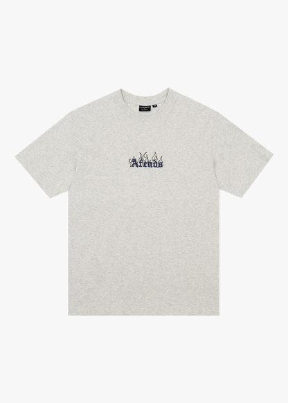 AFENDS Mens Temporal - Heavyweight Retro Tee - Grey Marle