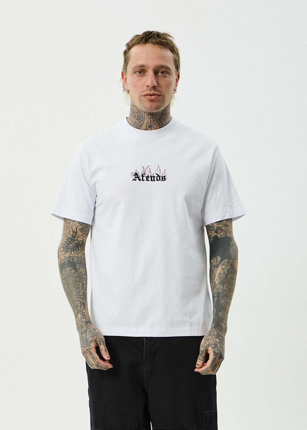 AFENDS Mens Temporal - Heavyweight Retro Tee - White