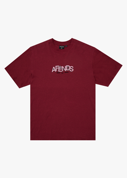 AFENDS Mens Safety - Retro Tee - Washed Burgundy