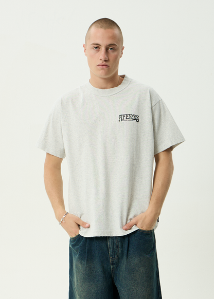 AFENDS Mens House - Heavyweight Boxy Tee - Grey Marle