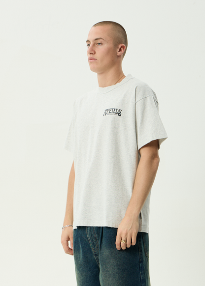 AFENDS Mens House - Heavyweight Boxy Tee - Grey Marle