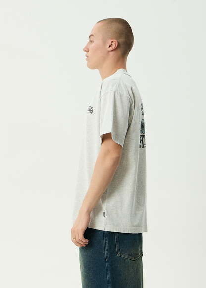 AFENDS Mens House - Heavyweight Boxy Tee - Grey Marle