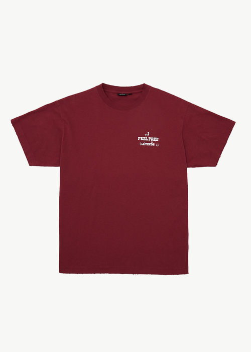 AFENDS Mens Sonoran - Boxy Tee - Washed Burgundy