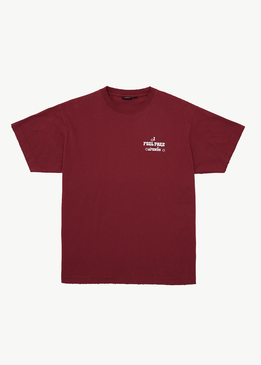 AFENDS Mens Sonoran - Boxy Tee - Washed Burgundy