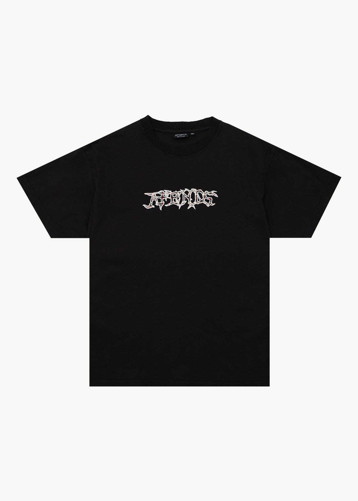 AFENDS Mens Kharma -  Heavyweight Boxy Tee - Stone Black
