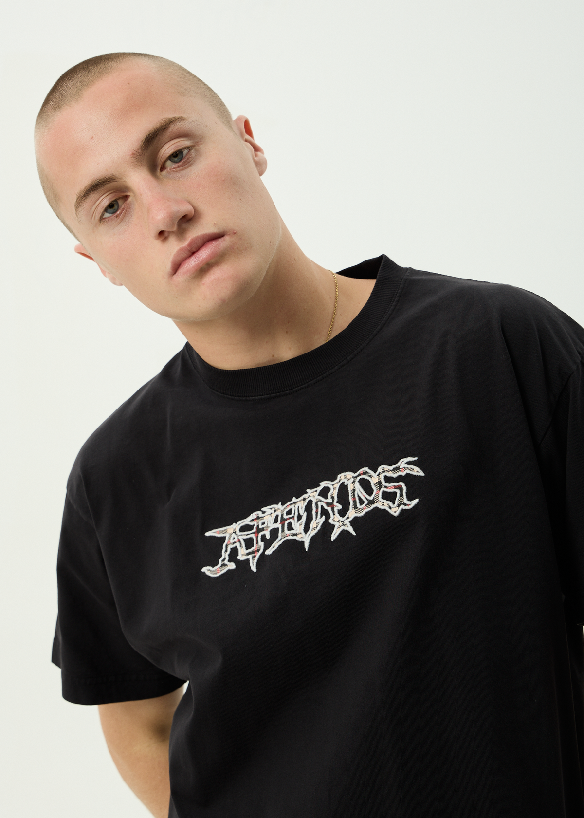 AFENDS Mens Kharma -  Heavyweight Boxy Tee - Stone Black