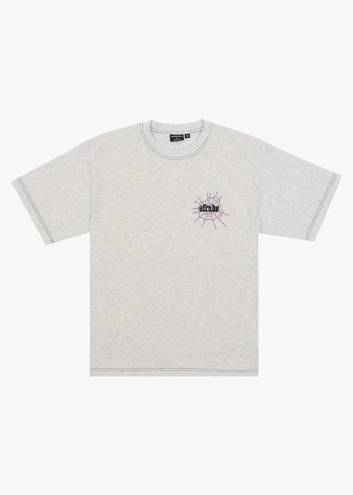 AFENDS Mens Tangled - Boxy Tee - Grey Marle