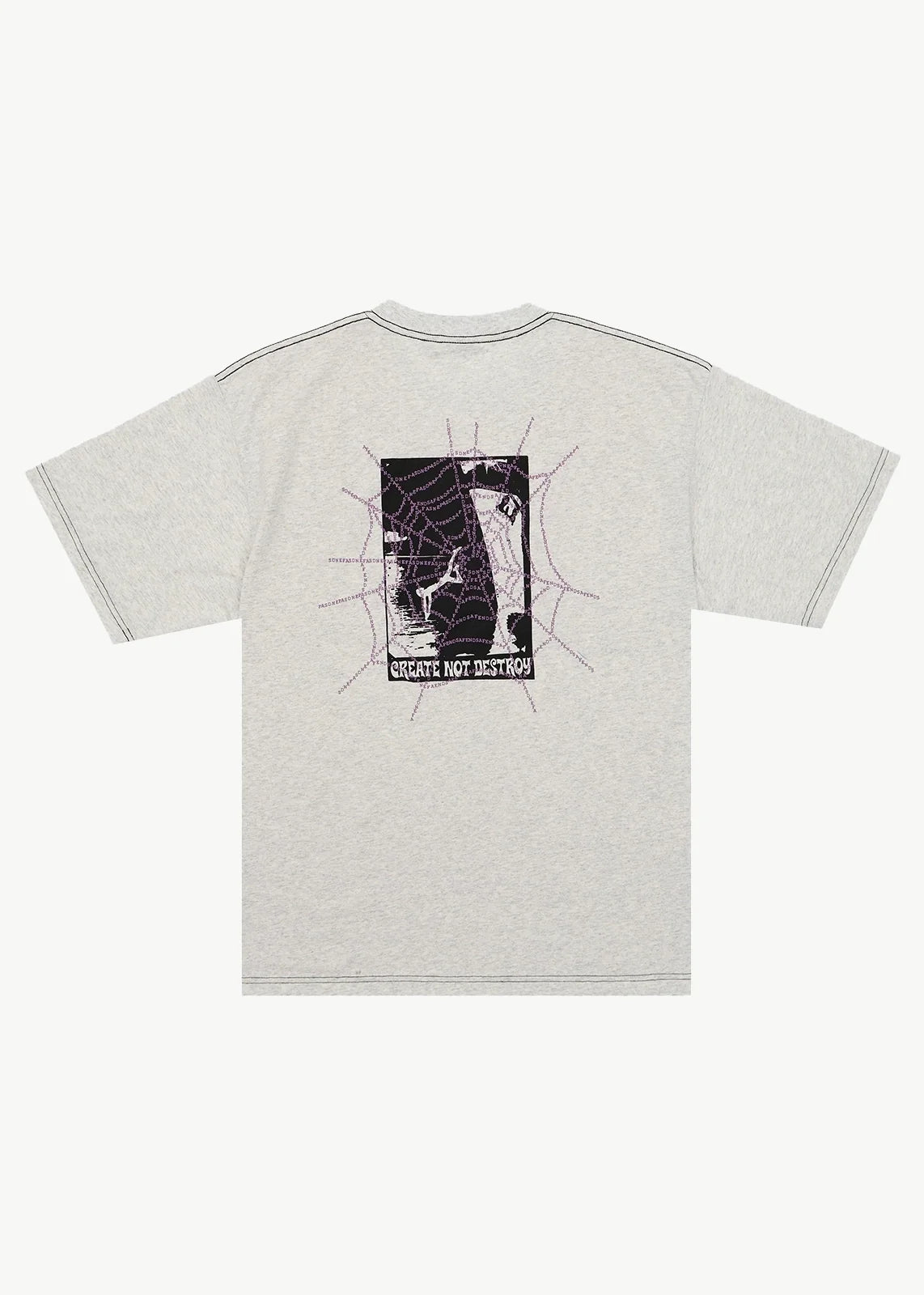 AFENDS Mens Tangled - Boxy Tee - Grey Marle