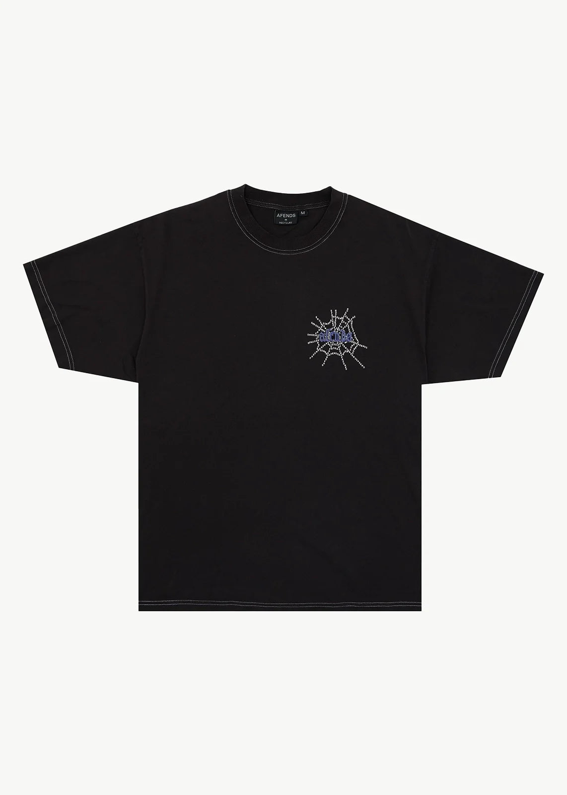 AFENDS Mens Tangled - Boxy Tee - Stone Black