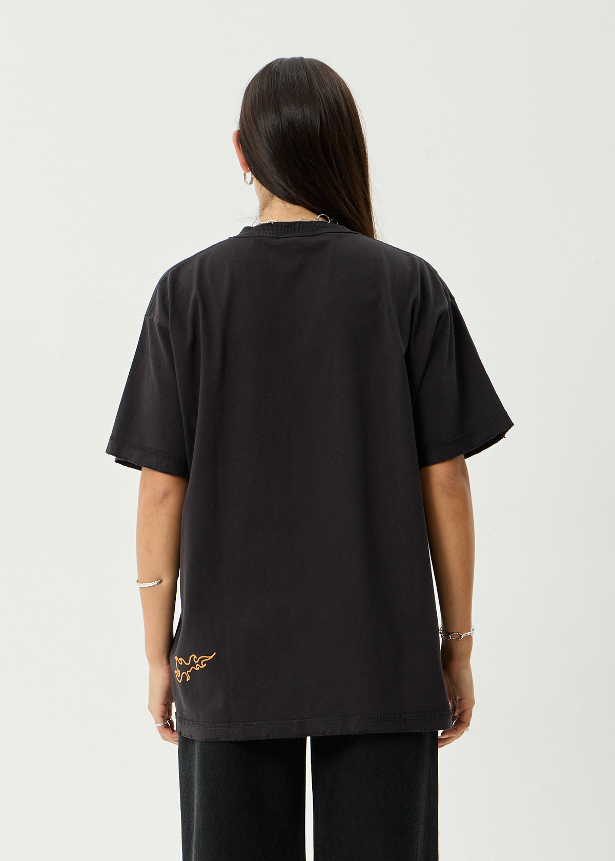 AFENDS Mens Leap - Heavyweight Boxy Tee - Stone Black