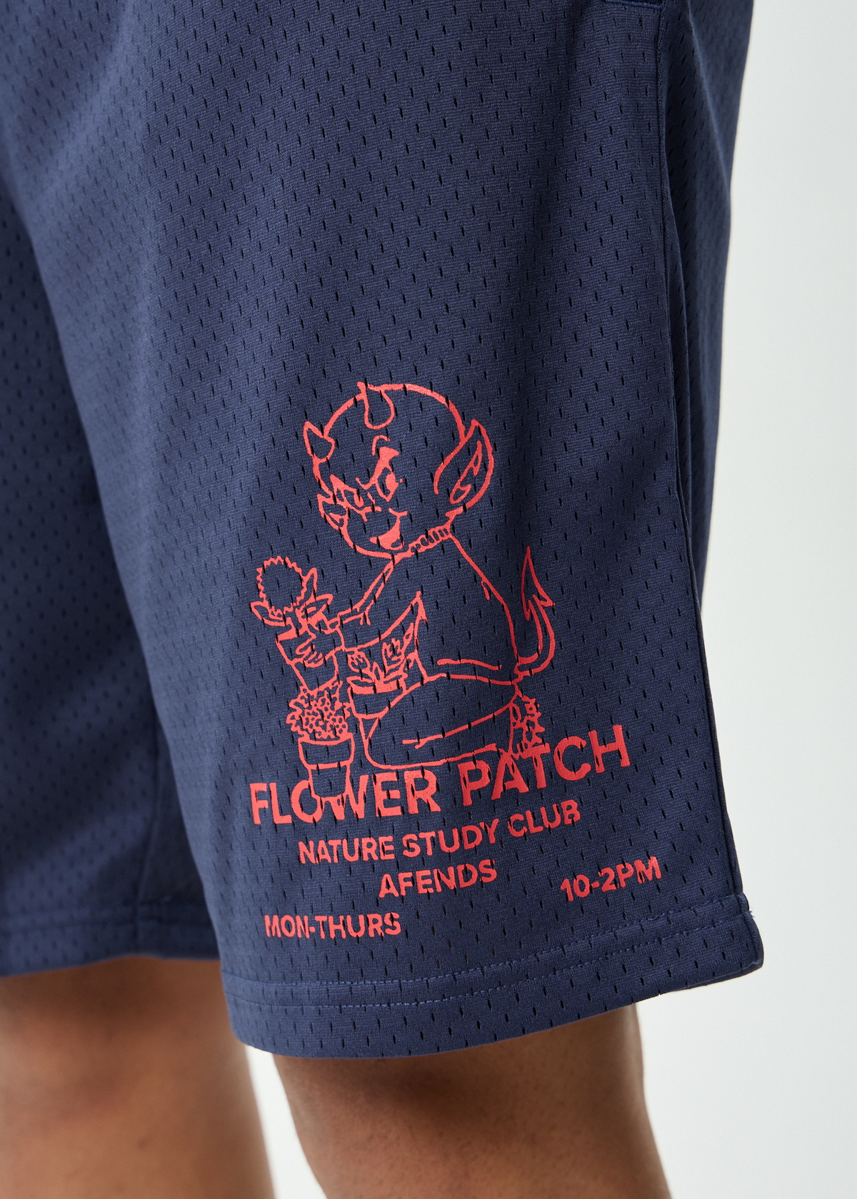 AFENDS Mens Flower Patch - Basketball Short 22 Inch - Navy
