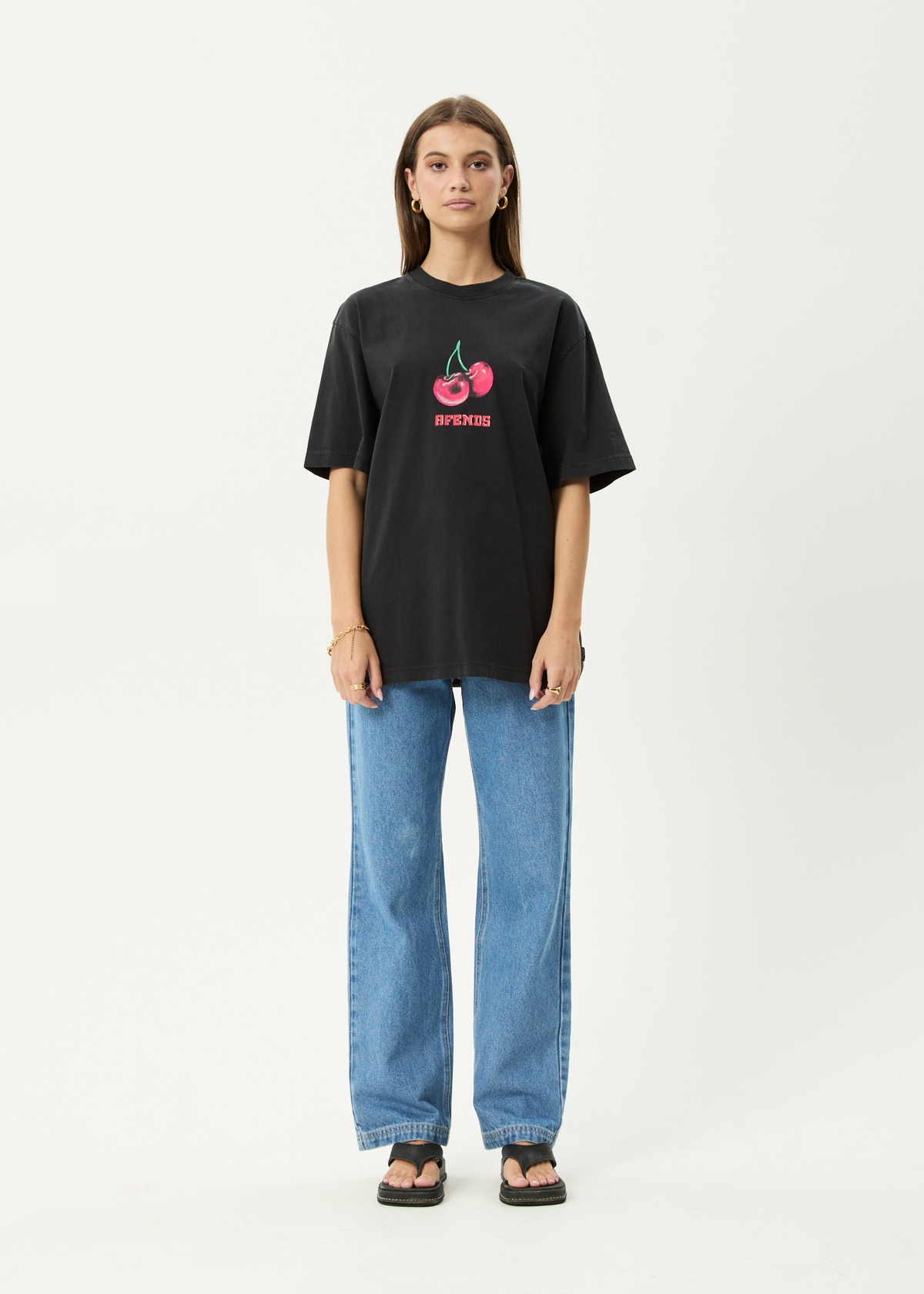 AFENDS Mens Abiza - Retro Tee - Stone Black