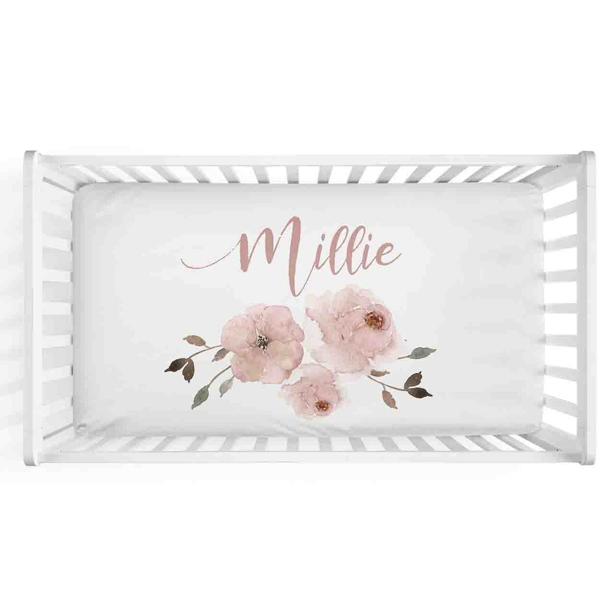 Millie's Dusty Rose Garden Personalized Crib Sheet