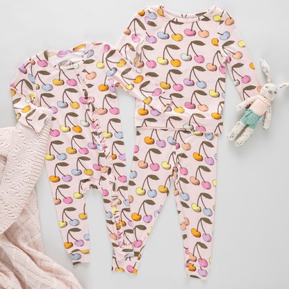 Baby Ruffle Bamboo Romper - Cloud Pink Cherry