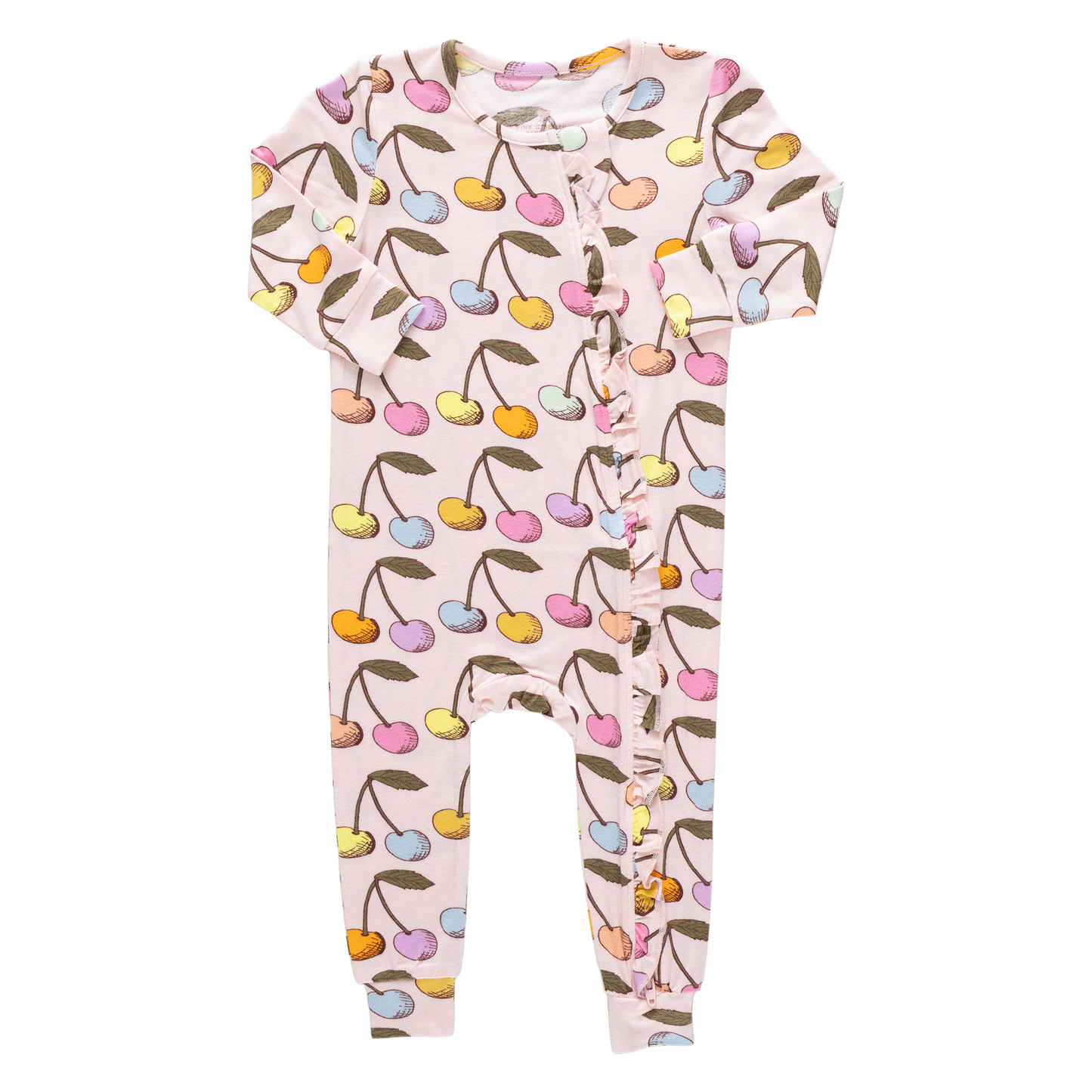 Baby Ruffle Bamboo Romper - Cloud Pink Cherry