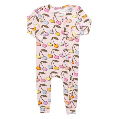 Baby Ruffle Bamboo Romper - Cloud Pink Cherry