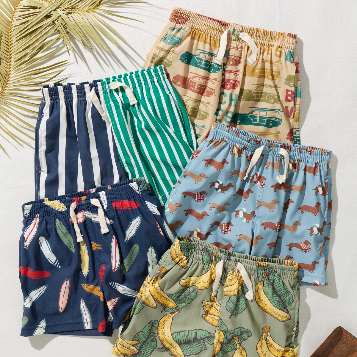 Boys Swim Trunk - Green Banana Leaves