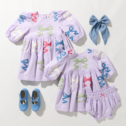 Baby Girls Brooke Dress Set - Lavender Multi Bow Applique
