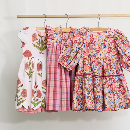 Girls Maribelle Dress - Burgundy Sketched Floral