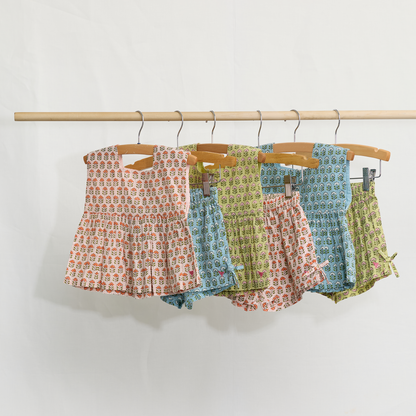 Girls Jules Short - Blue Prairie Block Print